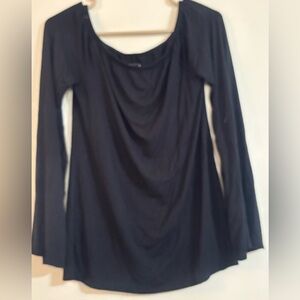 White House Black Market Elegant Black Long Sleeve Top Runs Big